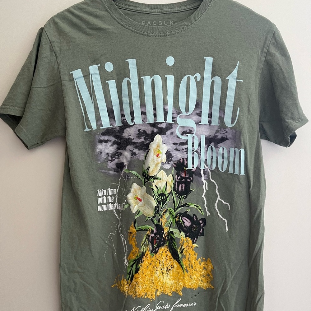 PacSun Midnight Bloom Graphic Tee - Olive